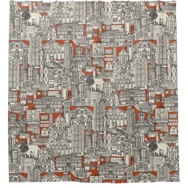 Hong Kong toile de jouy Shower Curtain (Front)
