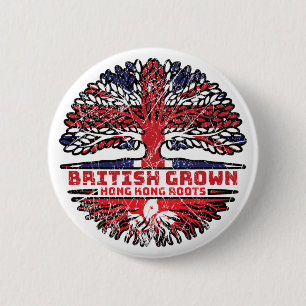Hong Kong Uk United Kingdom British Tree Roots Button