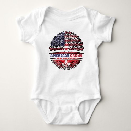 Hong Kong US American USA United States Tree Roots Baby Bodysuit