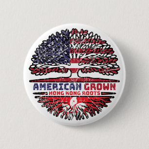Hong Kong US American USA United States Tree Roots Button