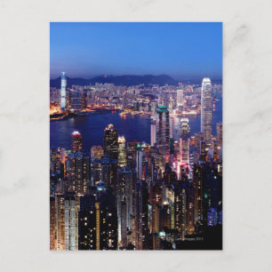 Hong Kong Victoria Harbor at Night Postcard