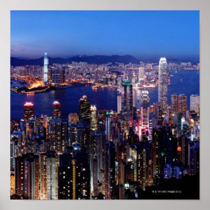 Hong Kong Victoria Harbor at Night Poster