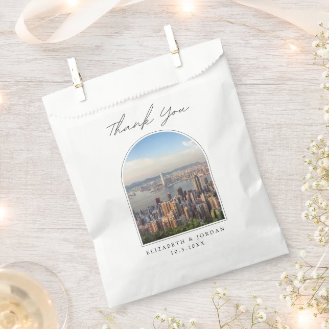 Hong Kong Wedding Thank You Photo Favor Bag (Clipped)