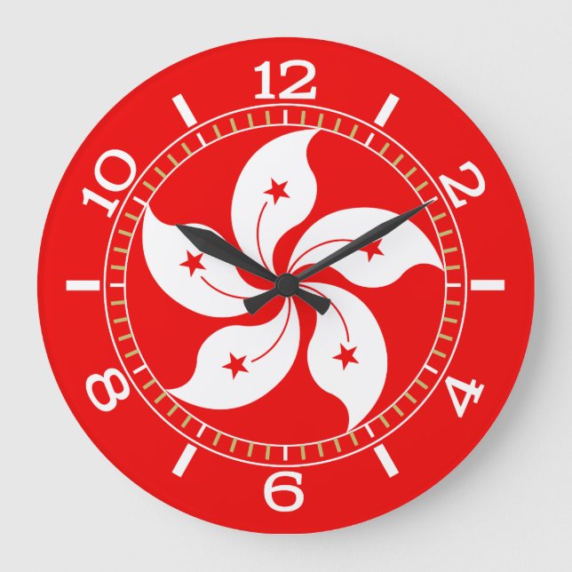 Hong Kong White Orchid Symbol Dial on a Large Clock (Front)
