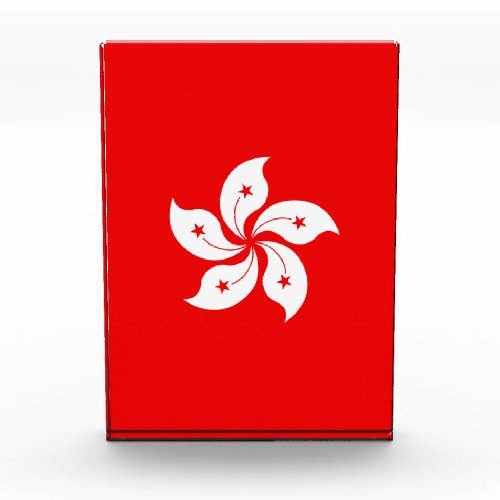 Hong Kong White Orchid Symbol on Red Acrylic Award