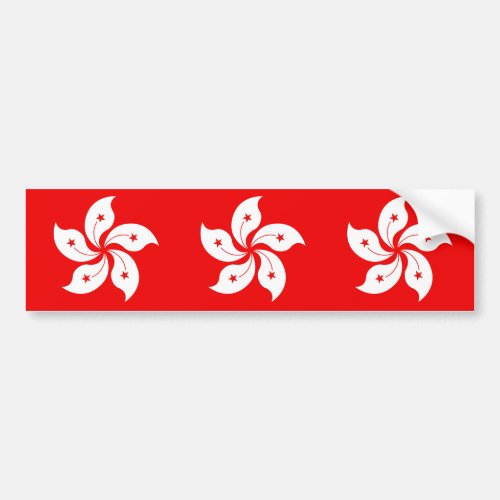 Hong Kong White Orchid Symbol on Red Bumper Sticker