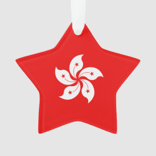 Hong Kong White Orchid Symbol on Red Ornament