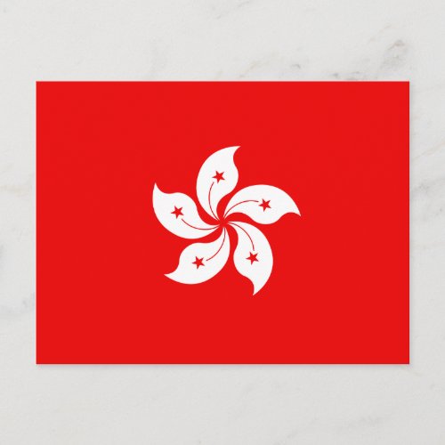Hong Kong White Orchid Symbol on Red Postcard