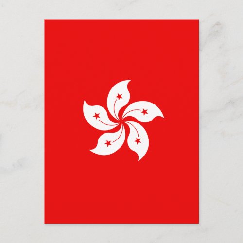 Hong Kong White Orchid Symbol on Red Postcard