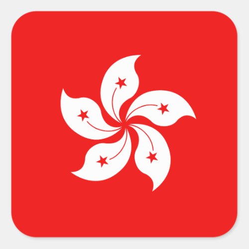 Hong Kong White Orchid Symbol Square Sticker