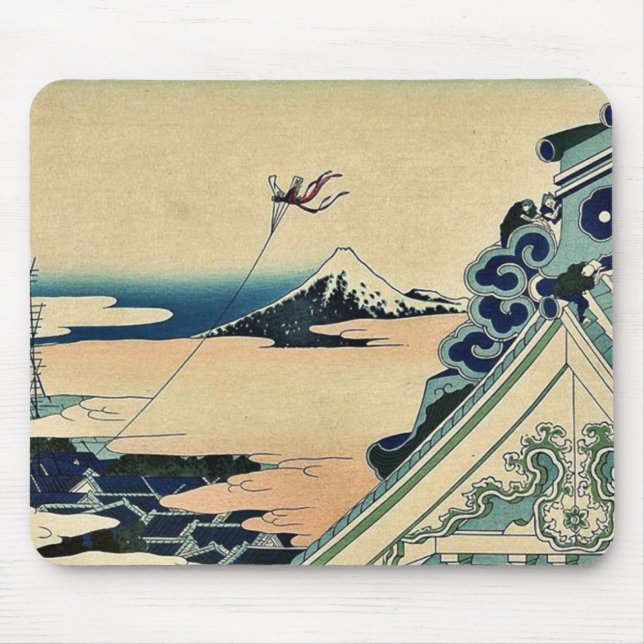 Hongan ji Temple at Asakusa by Katsushika,Hokusai Mouse Pad (Front)