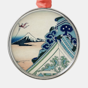 Honganji Temple in Asakusa Japan & Mt. Fuji Metal Ornament