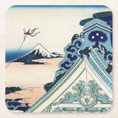 Honganji Temple in Asakusa Japan  Mt Fuji Square Paper Coaster