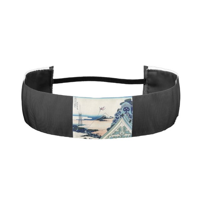 Honganji Temple Vista of Mt. Fuji Japanese Woodcut Athletic Headband (Front)
