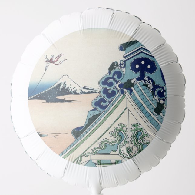 Honganji Temple Vista of Mt. Fuji Japanese Woodcut Balloon (Front)