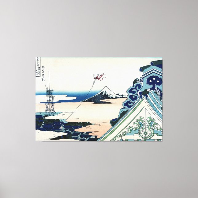 Honganji Temple Vista of Mt. Fuji Japanese Woodcut Canvas Print (Front)