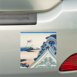 Honganji Temple Vista of Mt. Fuji Japanese Woodcut Car Magnet
