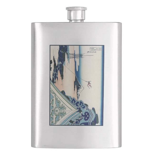 Honganji Temple Vista of Mt. Fuji Japanese Woodcut Flask (Front)