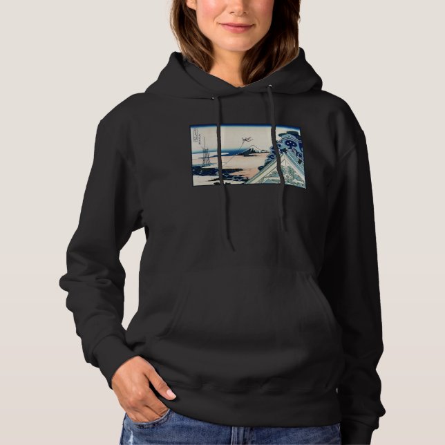 Honganji Temple Vista of Mt. Fuji Japanese Woodcut Hoodie (Front)