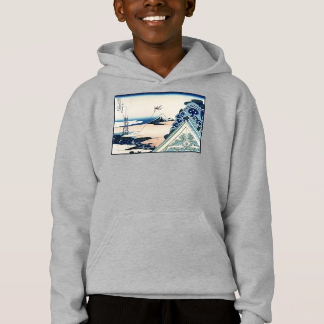 Honganji Temple Vista of Mt. Fuji Japanese Woodcut Hoodie (Front)
