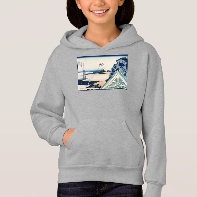 Honganji Temple Vista of Mt. Fuji Japanese Woodcut Hoodie (Front)