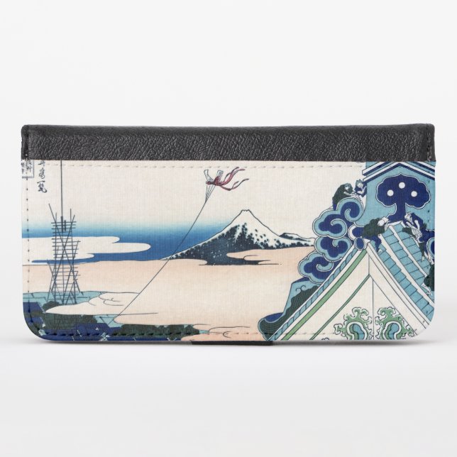Honganji Temple Vista of Mt. Fuji Japanese Woodcut iPhone Wallet Case (Front (Horizontal))
