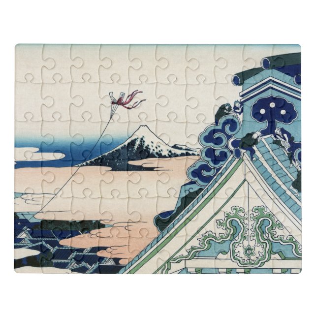 Honganji Temple Vista of Mt. Fuji Japanese Woodcut Jigsaw Puzzle (Puzzle Horizontal)