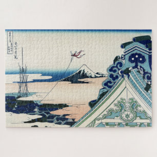 Honganji Temple Vista of Mt. Fuji Japanese Woodcut Jigsaw Puzzle