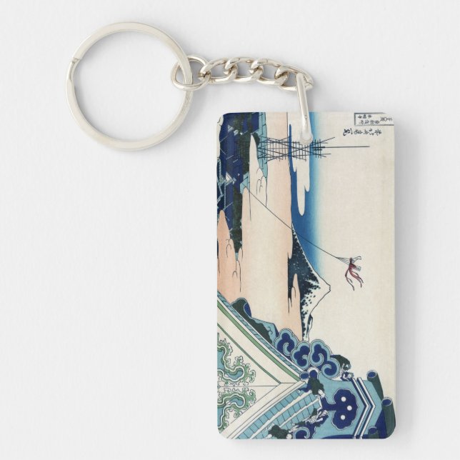 Honganji Temple Vista of Mt. Fuji Japanese Woodcut Keychain (Front)