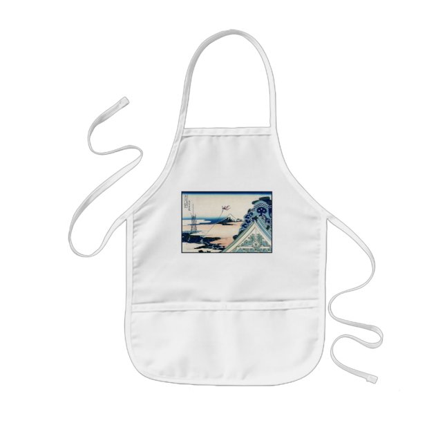 Honganji Temple Vista of Mt. Fuji Japanese Woodcut Kids' Apron (Front)