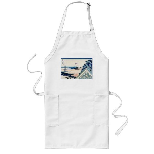 Honganji Temple Vista of Mt. Fuji Japanese Woodcut Long Apron (Front)