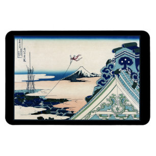 Honganji Temple Vista of Mt. Fuji Japanese Woodcut Magnet