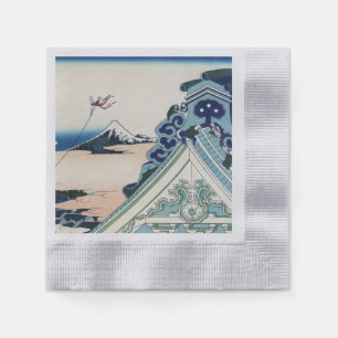 Honganji Temple Vista of Mt. Fuji Japanese Woodcut Napkins
