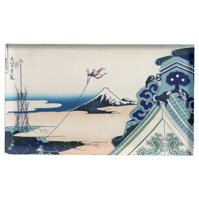 Honganji Temple Vista of Mt. Fuji Japanese Woodcut Place Card Holder (Front)