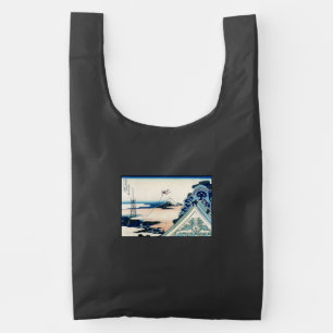 Honganji Temple Vista of Mt. Fuji Japanese Woodcut Reusable Bag