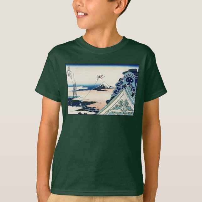 Honganji Temple Vista of Mt. Fuji Japanese Woodcut T-Shirt (Front)