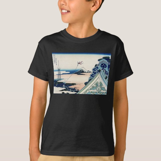 Honganji Temple Vista of Mt. Fuji Japanese Woodcut T-Shirt (Front)