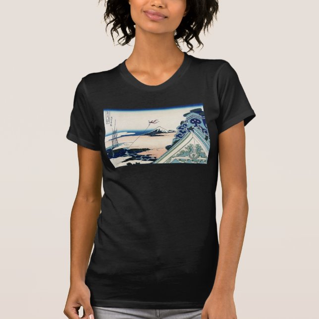 Honganji Temple Vista of Mt. Fuji Japanese Woodcut T-Shirt (Front)