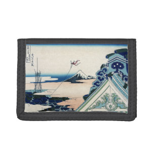 Honganji Temple Vista of Mt. Fuji Japanese Woodcut Trifold Wallet