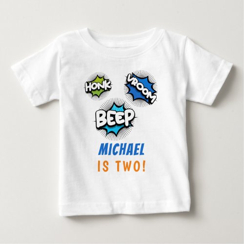 Honk beep vroom monster trucks birthday baby boy baby T_Shirt