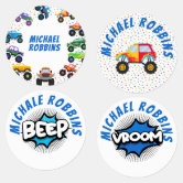 Kids Name Labels for School Supplies Monster Truck