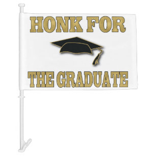 Honk Car Parade Black Gold Graduation Flag