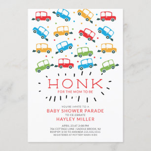 HONK! Drive By Cars Baby Shower Invitation