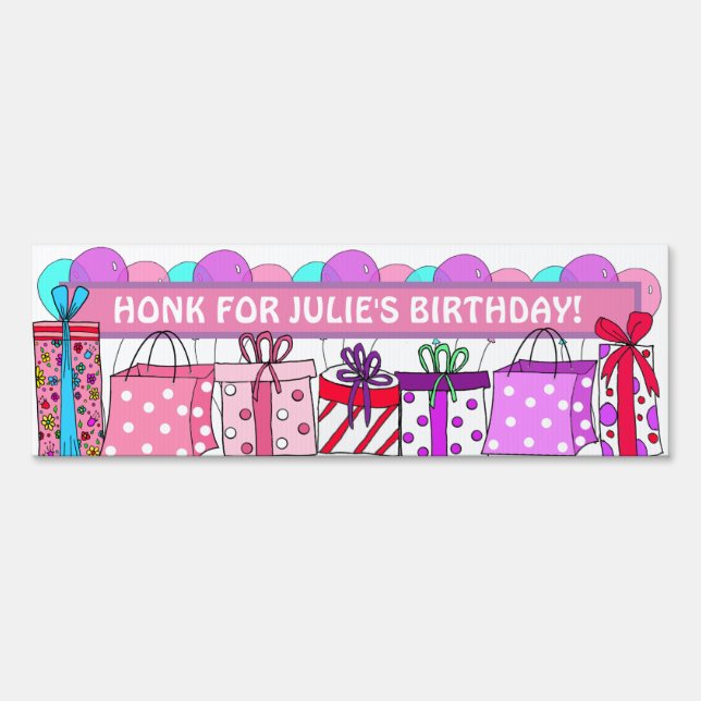 Honk for Birthday, Personalized Girl's Birthday Sign (Front)