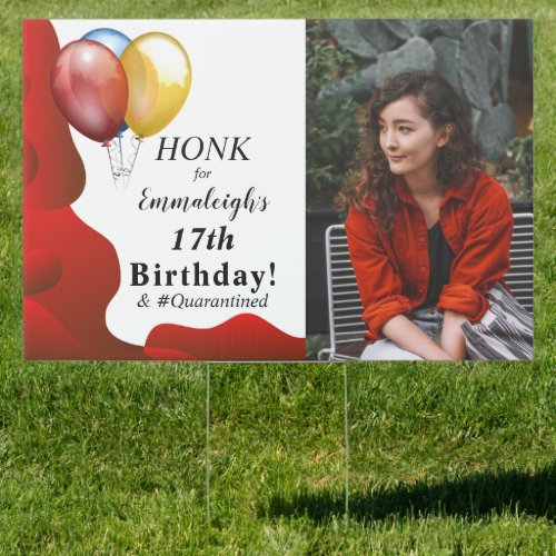 Honk For Birthday Red Photo Sign