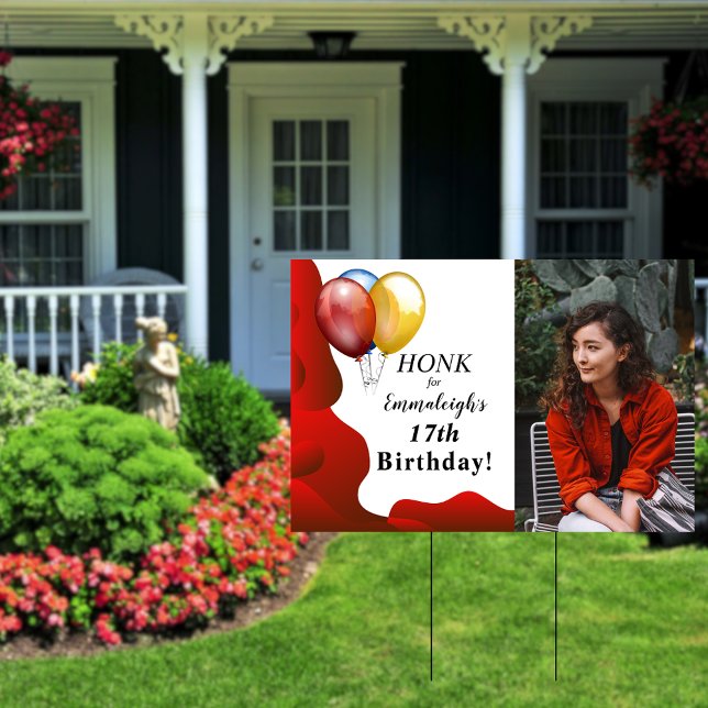 Honk For Birthday Red Photo Sign (Creator Uploaded)