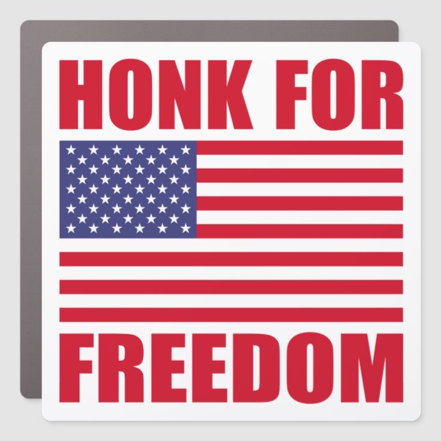 Honk for freedom American truckers convoy truck Car Magnet (Front)