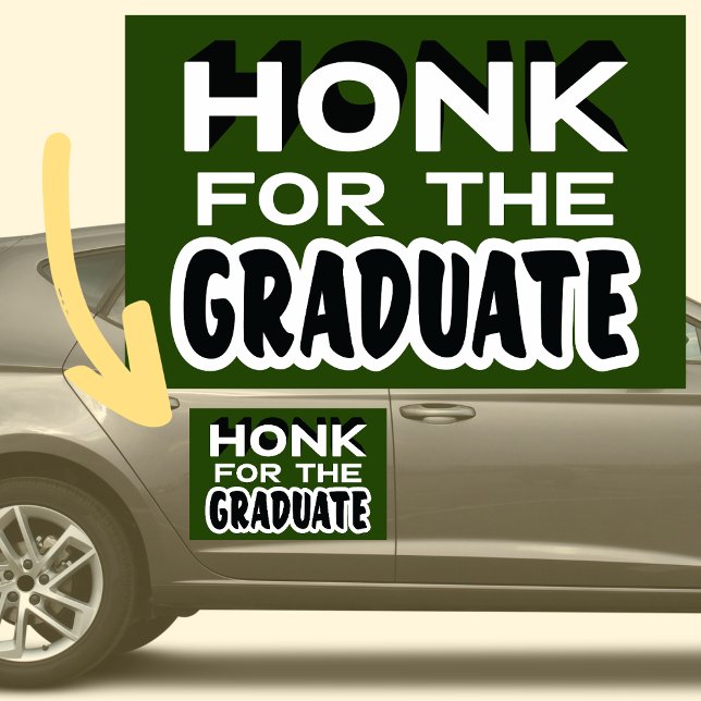Honk For The Graduate Modern Green Black Car Magnet (Creator Uploaded)