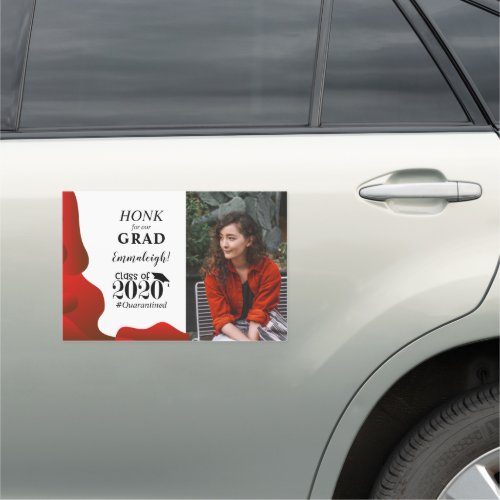 Honk For Your Grad Photo Graduation 2020 Red Car Magnet
