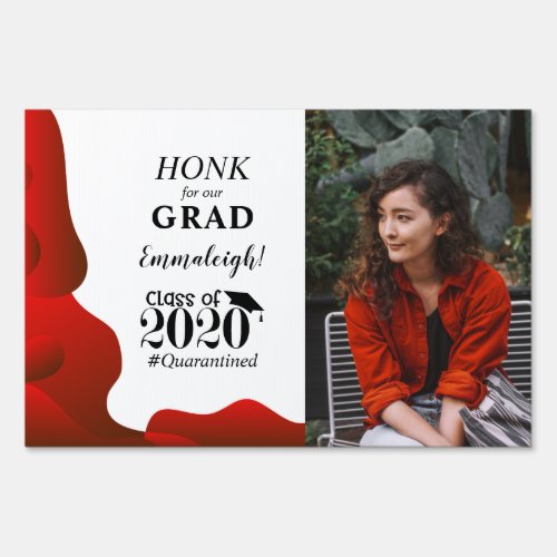 Honk For Your Grad Photo Graduation 2020 Red Sign